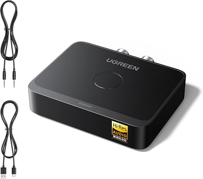 Ugreen Group Limited Ugreen Bluetooth 6.0 Adapter 55545 mit LDAC Hi-Res Audio, Aux/RCA Empfänger für Lautsprecher, Verstärker & Autoradio
