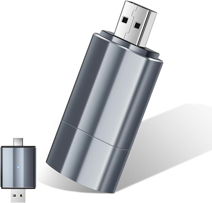 Romon 2025 Wireless CarPlay Adapter Mini Edition für iPhone Typ-C & USB Plug&Play kompatibel mit Fahrzeugen ab 2016 5GHz WiFi silber