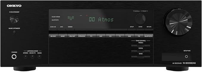 Onkyo TX-SR3100 AV-Receiver mit Dolby Atmos, DTS:X, HDMI 2.1a, 8K/4K Ultra HD und AccuEQ Raumkalibrierung – TXSR3100DABBMMP