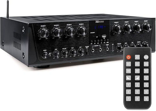 Tronios B.V. PV280BT 8-Kanal Bluetooth-Verstärker mit 800W, UKW-Radio, MP3-Player, Mikrofoneingängen & Fernbedienung für Karaoke