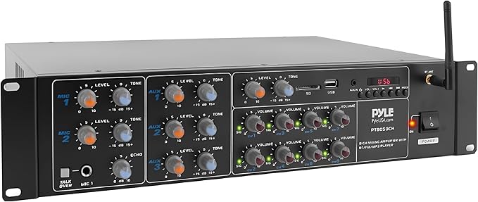 SoundAround Inc. PT8050CHEU 8-Kanal Verstärker 4000W Bluetooth mit USB AUX RCA für PA Heimkino Studio