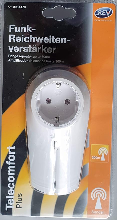 REV Telecomfort Plus Funk-Reichweiten-Verstärker mit 150 m Zusatzreichweite und Empfangs-Kontrollleuchte – B088TMLJFS